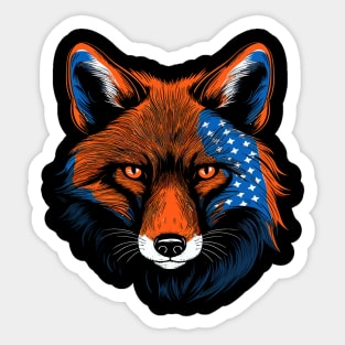 Patriotic Red Fox Sticker